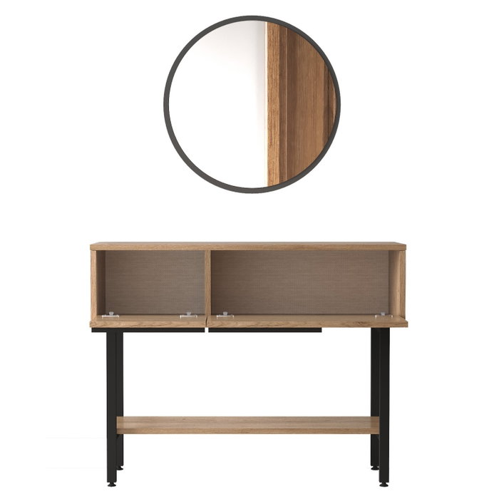 Hanah Home On12-S Aparador de Nogal con Espejo 100x76x29.5cm Tablero Melamina Patas Metal